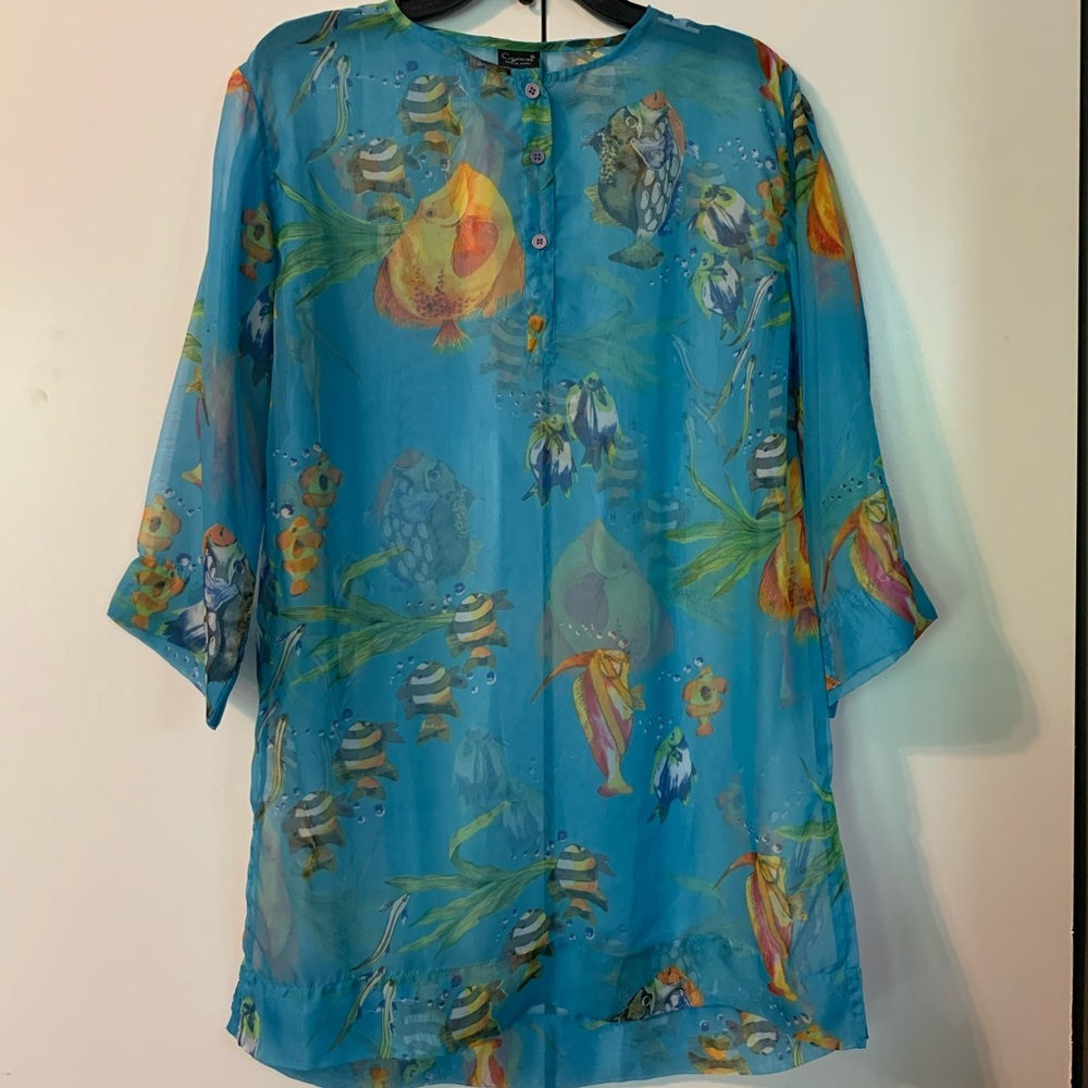 Cejon colorful blue beach coverup. One size